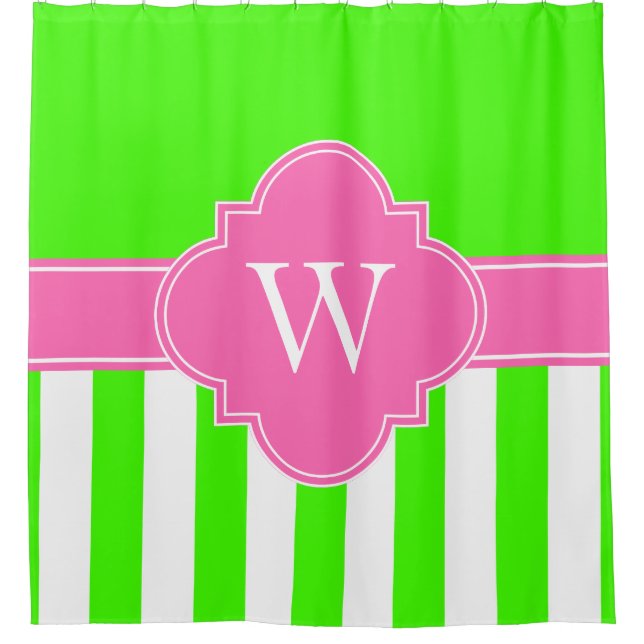 Lime Green White LG Stripe 1ICBR Hot Pink Monogram (Front)