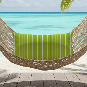 Lime Green White Summer Stripes Outdoor Lumbar Pillow