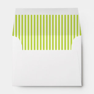 Lime Green White Vertical Stripe Lined Envelopes