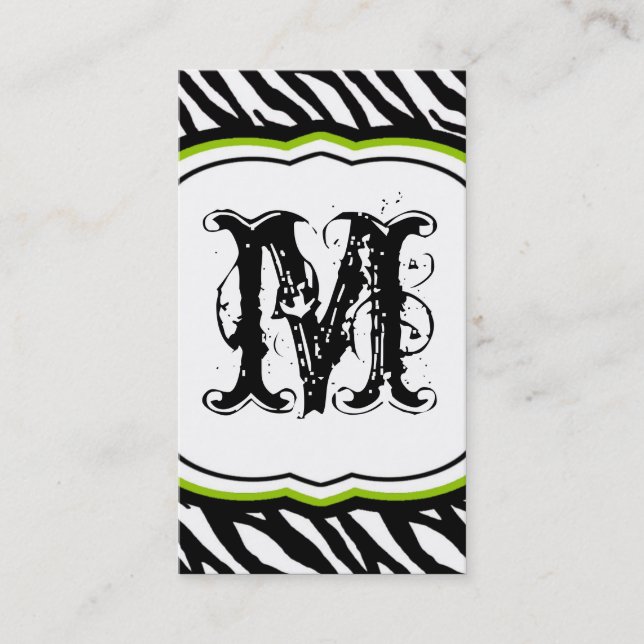 Lime Green White Zebra Imprimer Motif Carte de vis (Devant)