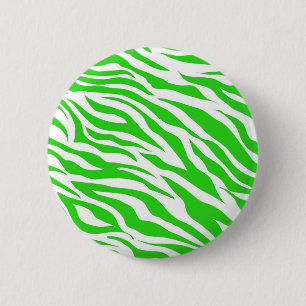 Lime Green White Zebra Stripes Wild Animal Prints 2 Inch Round Button