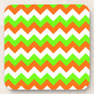 Lime Green White Zigzag Coaster