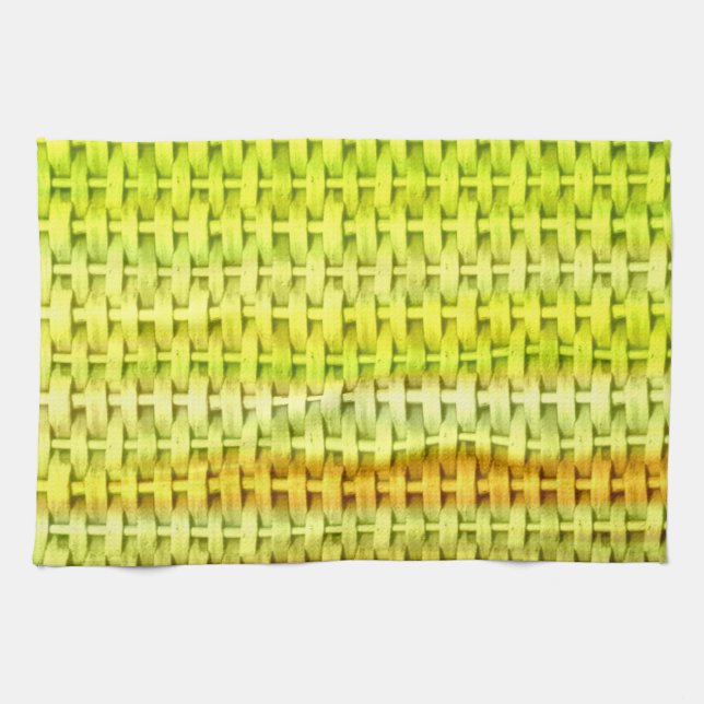 Lime green wicker art graphic design kitchen towel (Horizontal)