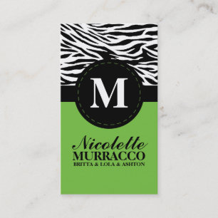 Lime Green Wild Zebra Print Mommy Calling Card /