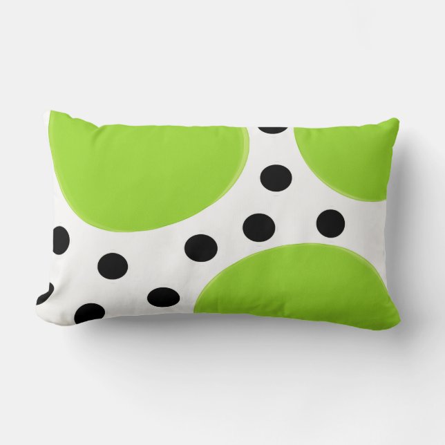 lime green with black polka dots lumbar pillow (Front)