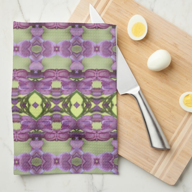 Lime Green With Purples Kitchen Towel (Quarter Fold)