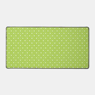LIME GREEN WITH ROWS OF TINY WHITE HEARTS DESK MAT