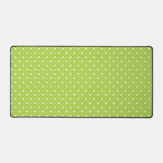 LIME GREEN WITH ROWS OF TINY WHITE HEARTS DESK MAT