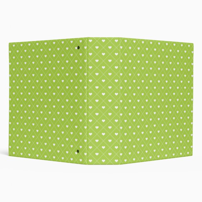LIME GREEN WITH TINY WHITE LOVE VALENTINE HEARTS BINDER (Background)