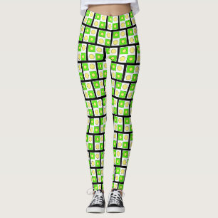 Lime Green Yellow and Orange Abstract Shapes Leggings