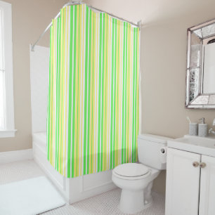 Lime Green, Yellow and White Stripe Shower Curtain