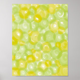 Lime Green Yellow Glossy Bubble Pattern Wall Art
