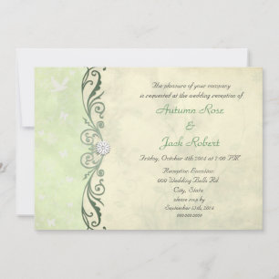 Lime Green Yellow Spring Floral Wedding Reception Invitation