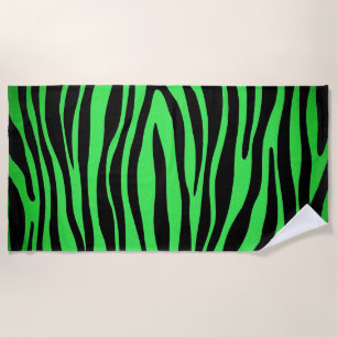 Lime Green Zebra Beach Towel