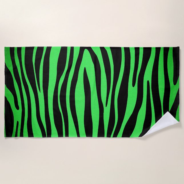 Lime Green Zebra Beach Towel (Front)