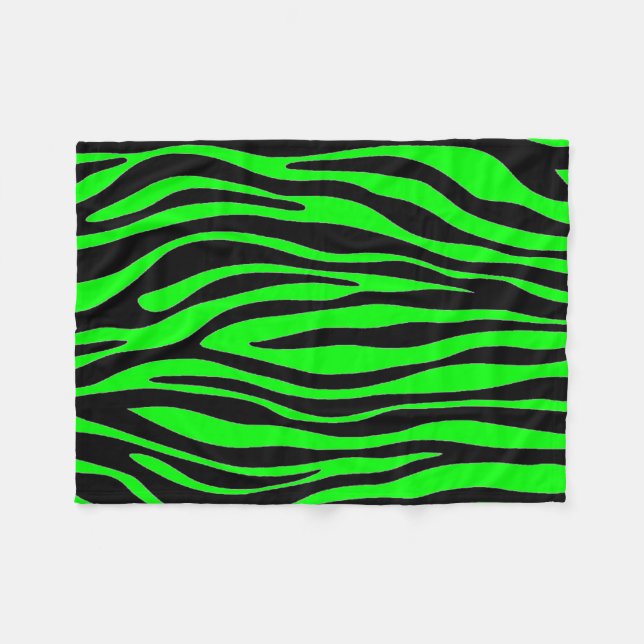 Lime Green Zebra Fleece Blanket (Front (Horizontal))