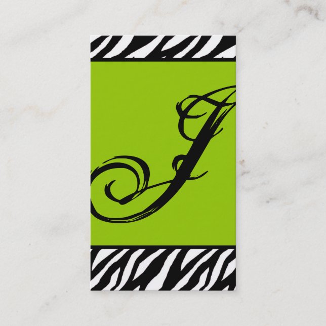Lime Green Zebra Imprimer Motif Carte de visite (Devant)