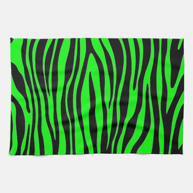 Lime Green Zebra Kitchen Towel (Horizontal)