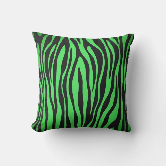 Lime Green Zebra Outdoor Pillow (Front)