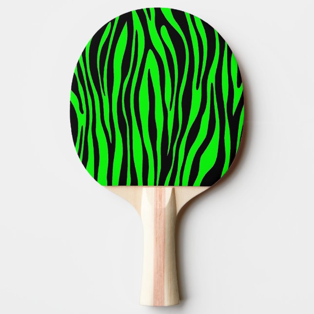 Lime Green Zebra Ping Pong Paddle (Back)