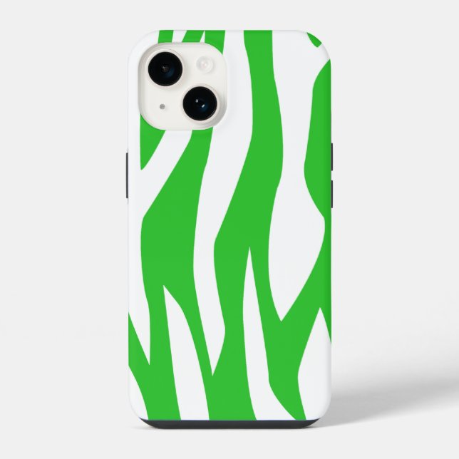 Lime Green Zebra Print iPhone Case (Back)