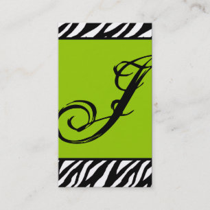 Lime Green Zebra Print Pattern Business Card