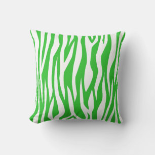 Lime Green Zebra Print Throw Pillow