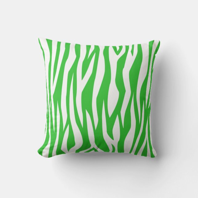 Lime Green Zebra Print Throw Pillow (Front)