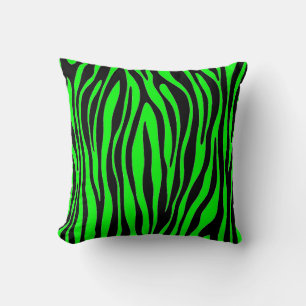 Lime Green Zebra Throw Pillow
