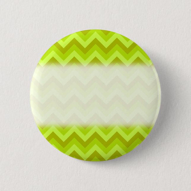 Lime Green Zig Zag Pattern. 2 Inch Round Button (Front)