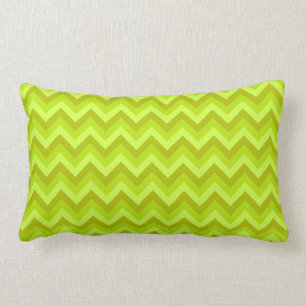 Lime Green Zig Zag Pattern. Lumbar Pillow