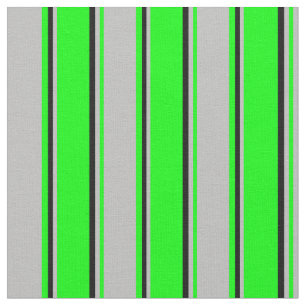 Lime, Grey & Black Stripes Fabric