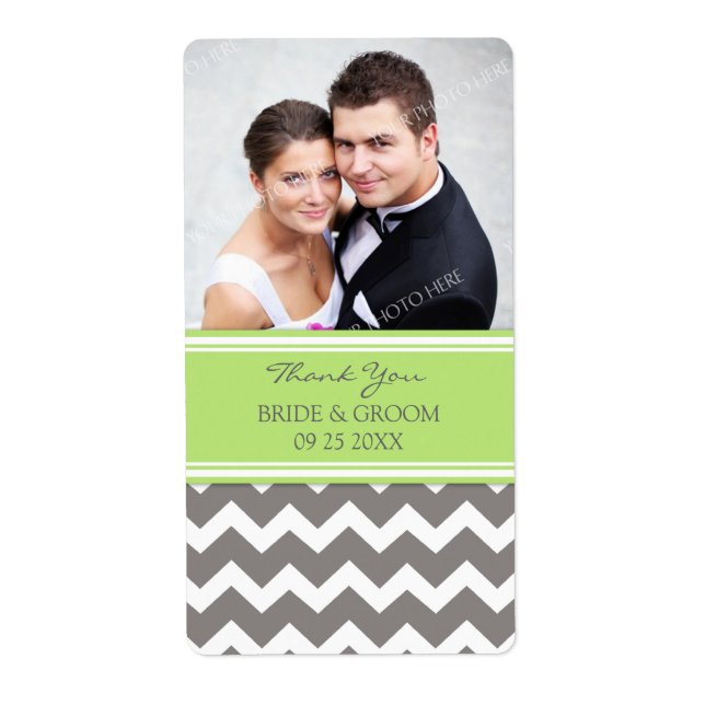 Lime Grey Chevron Étiquettes de mariage photo (Devant)