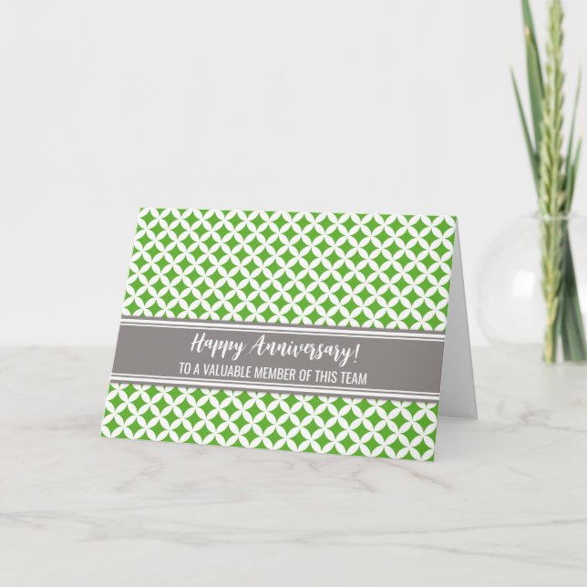 Lime Grey Circles Employee Anniversary Card (Front)