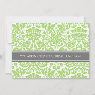 Lime Grey Damask Bridal Lunch Invitation