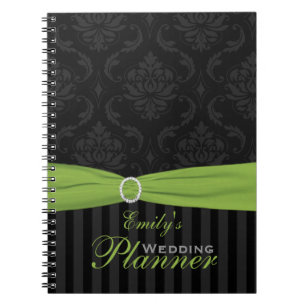 Lime, Gris, Noir Damas Carnet rayé