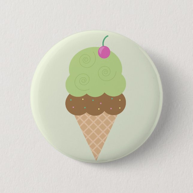 Lime Ice Cream Cone 2 Inch Round Button (Front)