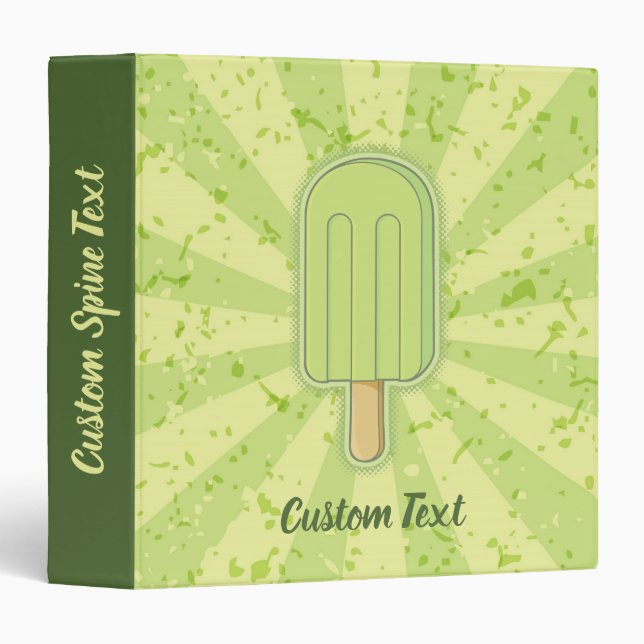 Lime Ice Cream Stick 3 Ring Binder (Front/Spine)
