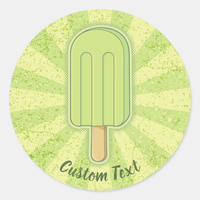 Lime Ice Cream Stick Classic Round Sticker (Front)