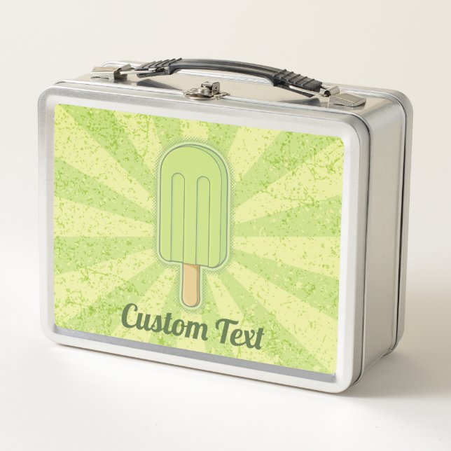 Lime Ice Cream Stick Metal Lunch Box (Front)