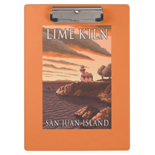 Lime Kiln Lighthouse Vintage Travel Poster Clipboard
