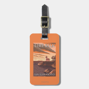 Lime Kiln Lighthouse Vintage Travel Poster Luggage Tag