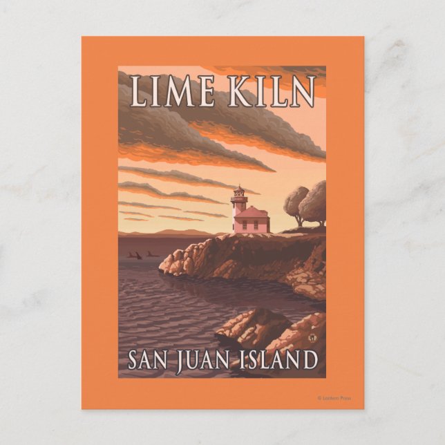 Lime Kiln Lighthouse Vintage Travel Poster Postcard (Front)