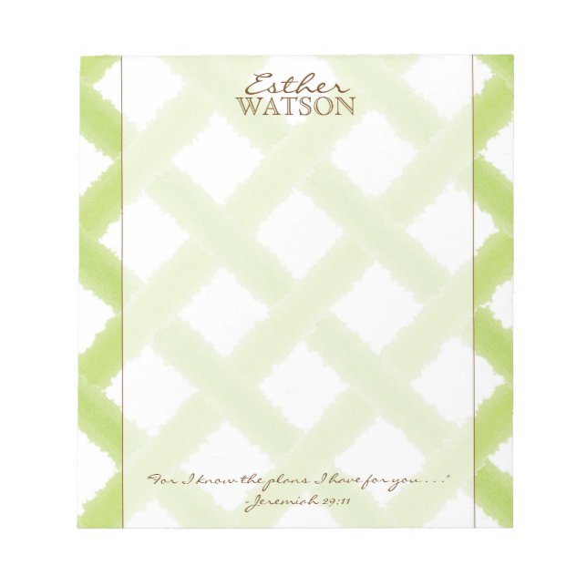 Lime Lattice Notepad with Quote (Front)