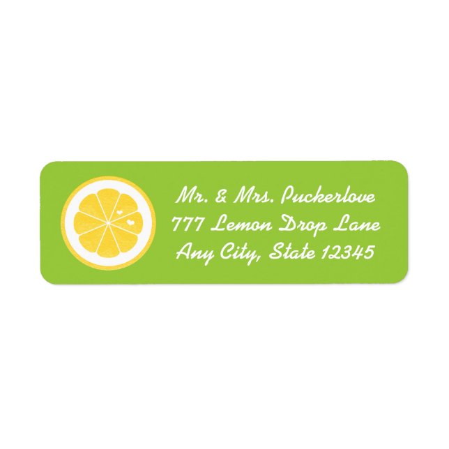 Lime Lemon Heart Return Adresse Étiquettes Sticker (Devant)