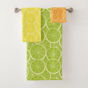 Lime Lemon Orange Citrus Fruit Slices Bath Towel Set