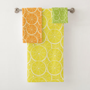 Lime Lemon Orange Citrus Fruit Slices Bath Towel Set