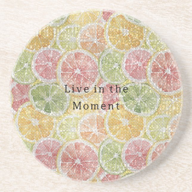 Lime Lemon Orange Grapefruit Fruit Sparkle  Coaster (Front)