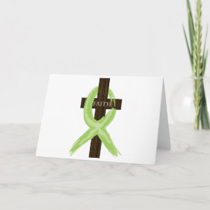 Lime Lymphoma Awareness Ribbon on a Cross Card