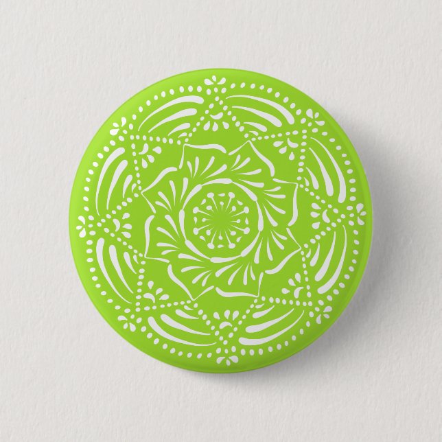 Lime Mandala 2 Inch Round Button (Front)